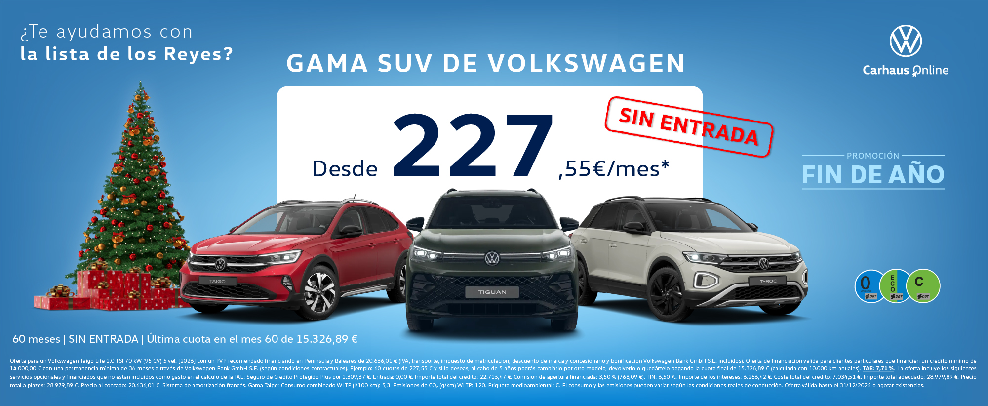 Tu SUV Volkswagen desde 227,55€/mes